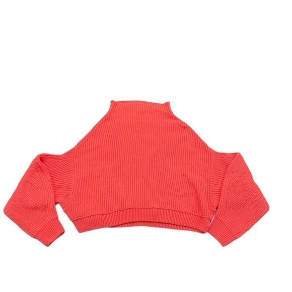Free People Emmy orange mock neck drop sleeve cropped oversized sweater size XS - Picture 3 of 9